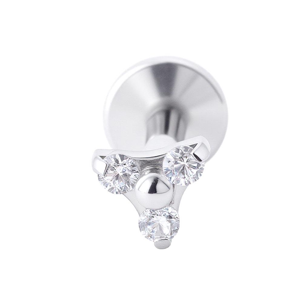 G23 Titanium Alloy Zirconia Flower Stud Earrings, ASTM F136 Implant Grade Body Piercing Jewelry