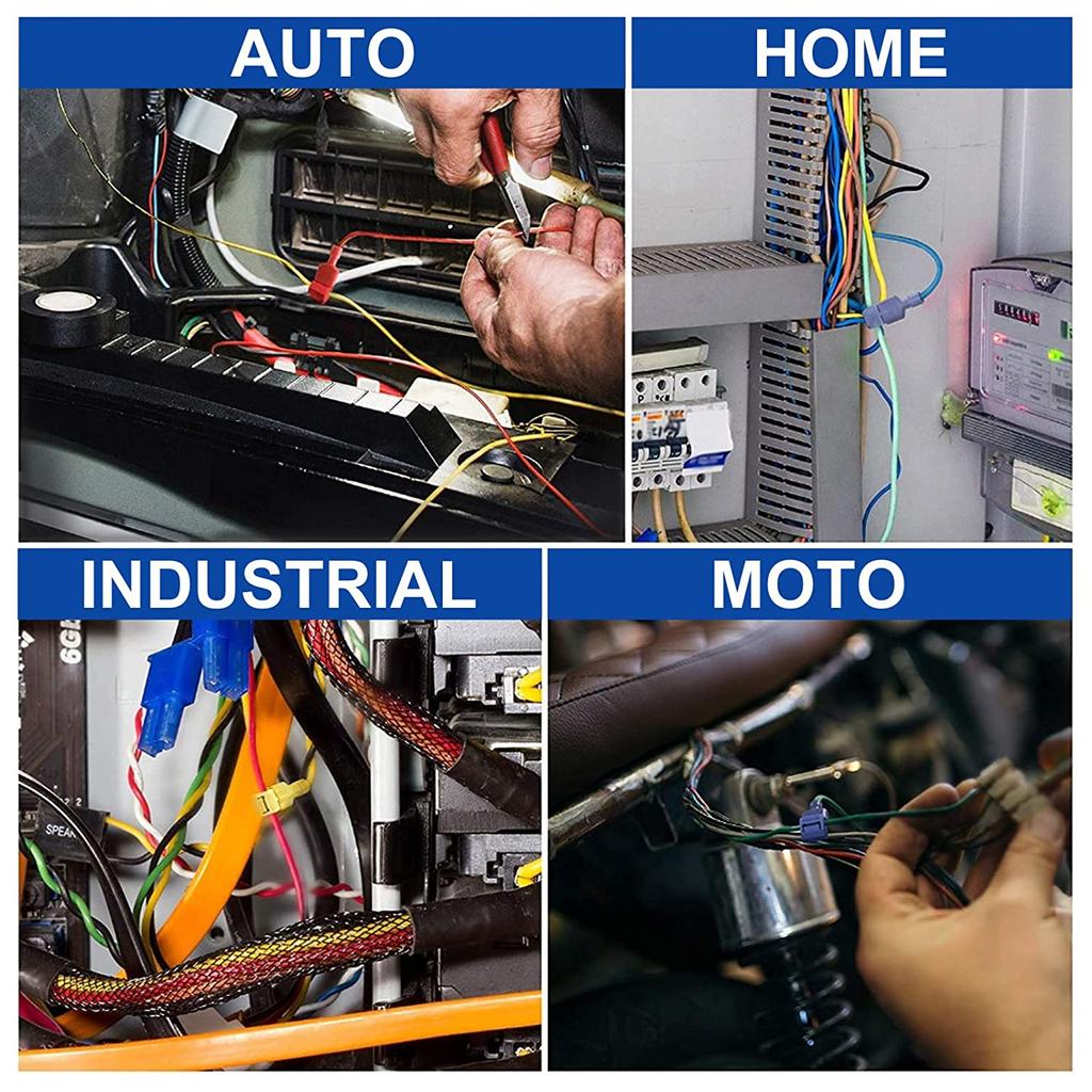 30/50pcs T-Tap Wire Connectors Self-Peeling Quick Splice Wire Terminal Insulation Male Quick Disconnect Spade Terminal Combo Kit