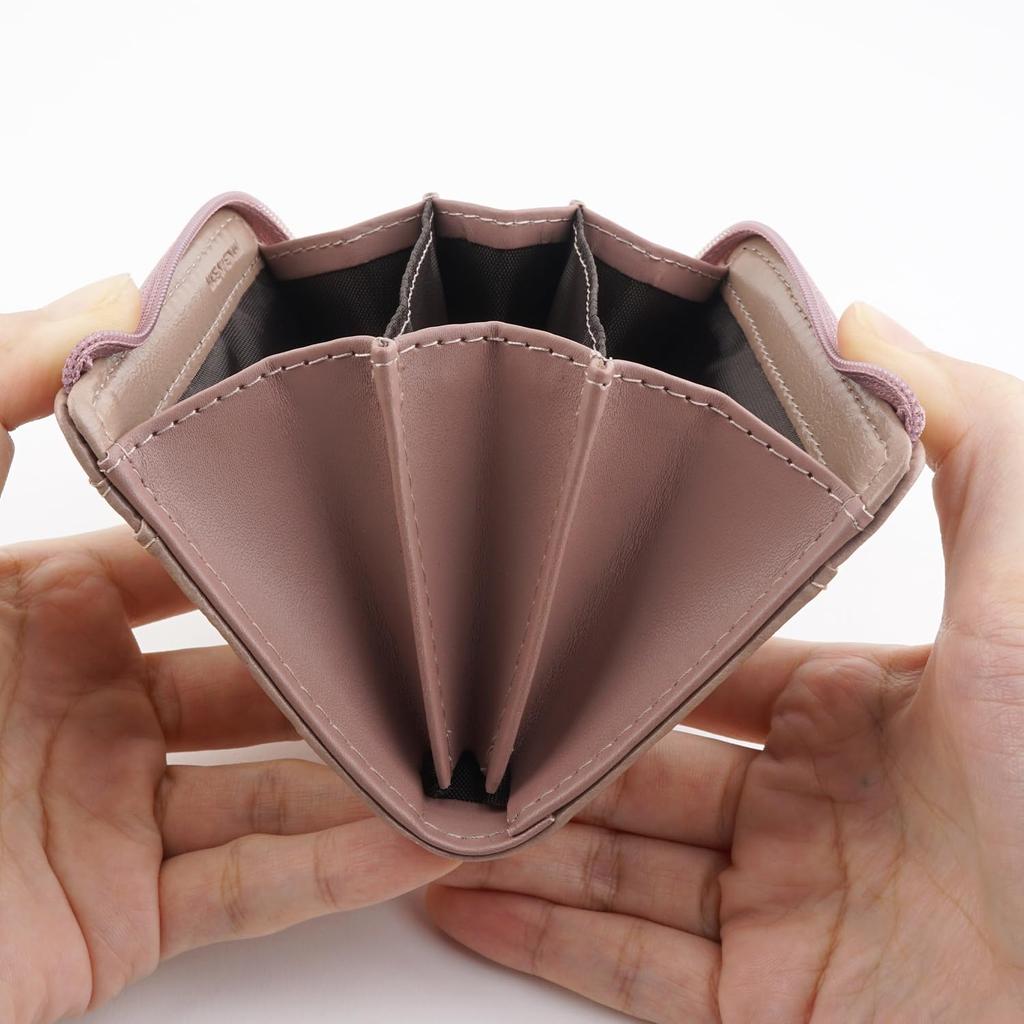 E-mono Coin Purse, Pass Case, L-Shaped Zipper, Multi-Function Coin Case (Taupe)