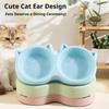 Pet Cat Double Bowl Material Non-Slip Puppy Cat Food Water Feeding Bowl Cute Cartoon Face Durable Dish