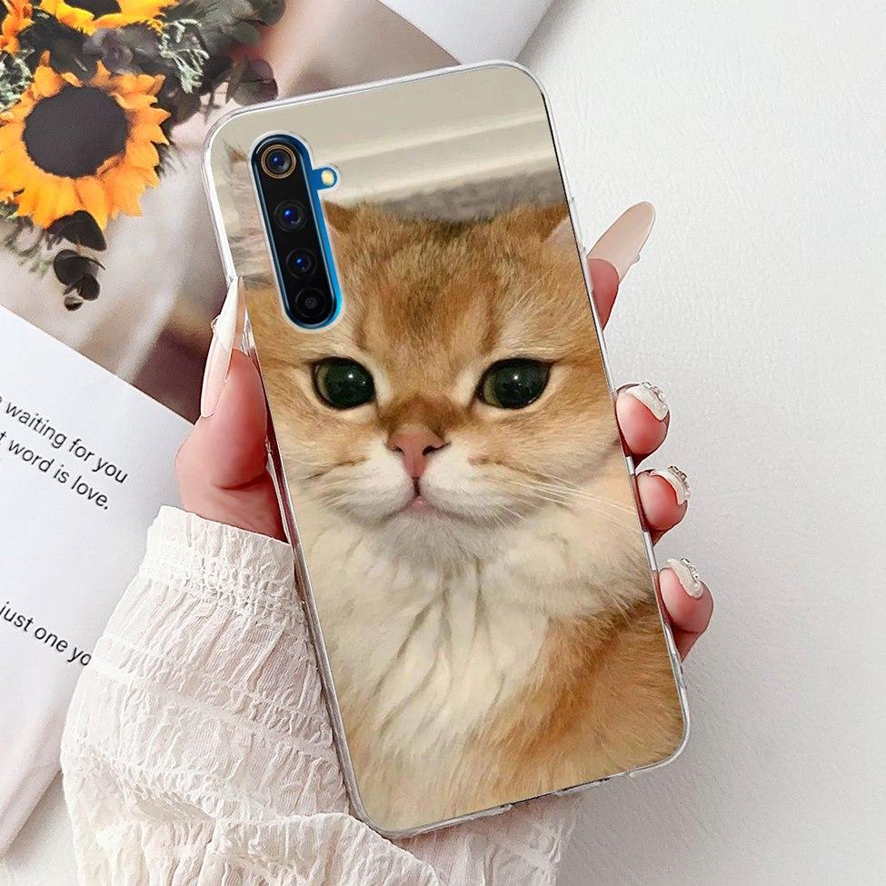 6.6" For Realme 6Pro RMX2061 RMX2063 Back Cover For Realme 6 Pro Case Clear Luxury Fashion Cute Cat Cool Funny Soft TPU Bumper