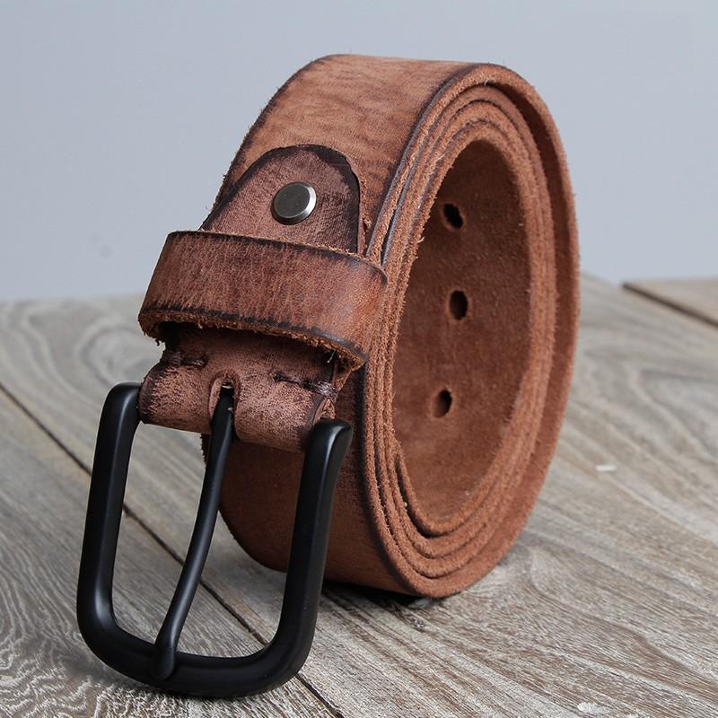 2025 Herren Rindsleder Gürtel Kaffee Schwarz Freizeitgürtel mit Metallschnalle Vintage Westernstil für tägliche Business-Outfits