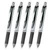 Pentel Ballpoint Pen Gel Ink EnerGel Knock Type 0.7mm Silver Barrel XBL77-A Black 5 Pieces