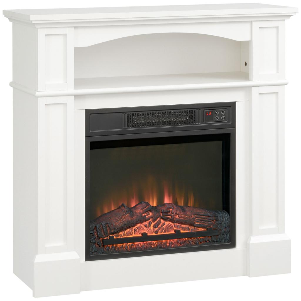 Elektrischer Kamin LED-Flammeneffekt einstellbare Helligkeit mit Fernbedienung - 1800 W - 80,5 x 32,3 x 80,5 cm weiß
