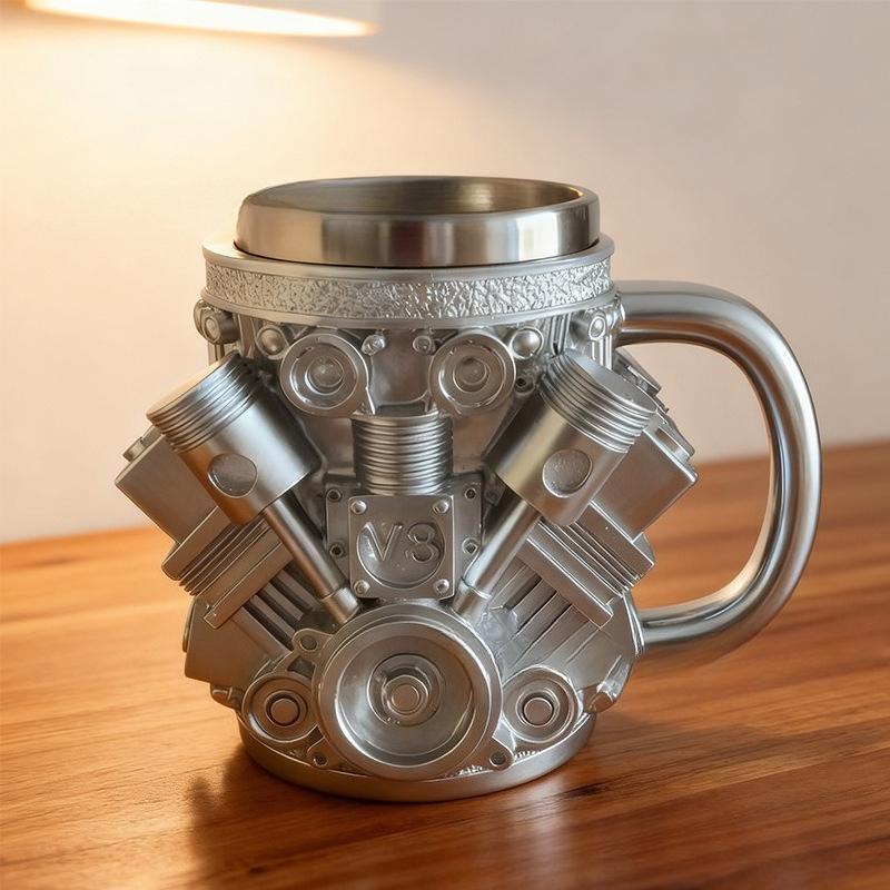 

Смоляна кружка з двигуном V8 з внутрішньою вставкою, висококласний механічний декоративний виріб ручної роботи V8 large