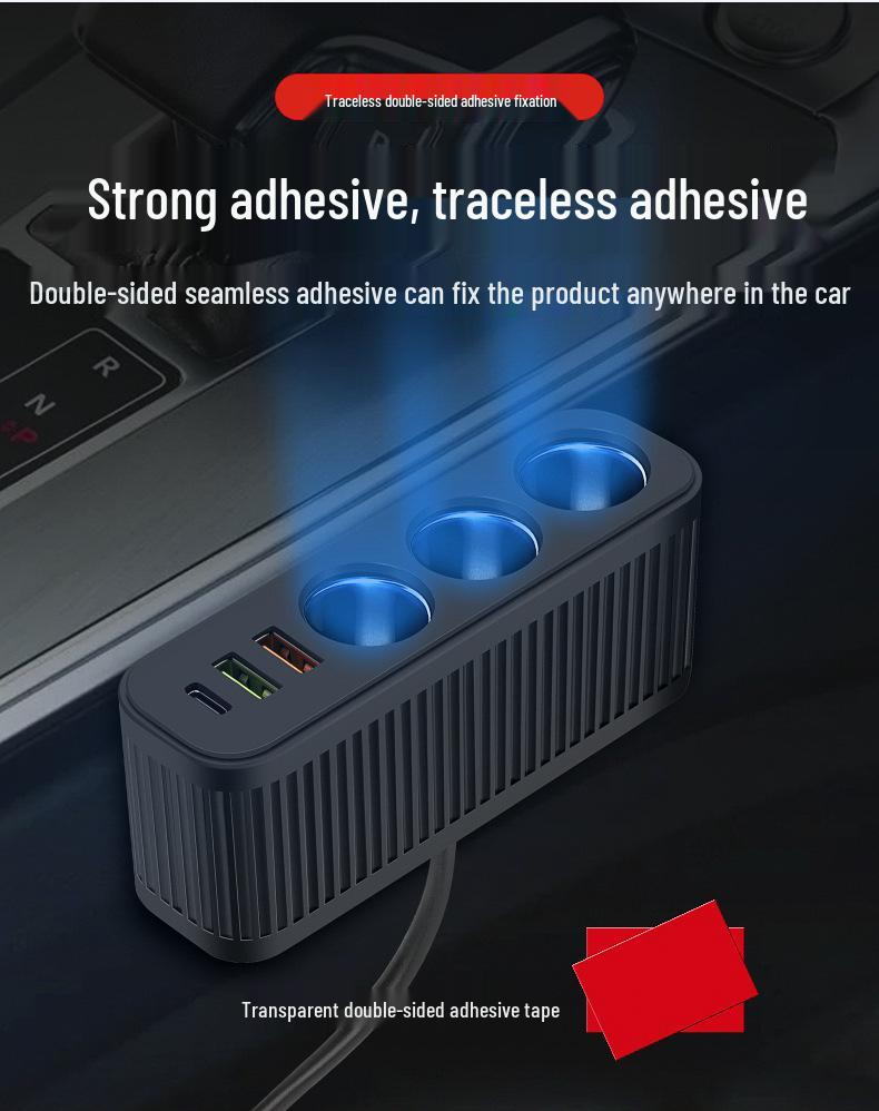 Car 1-to-3 Smart Cigarette Lighter: QC3.0 + PD30W Dual USB Fast Charger for Mobile Phones