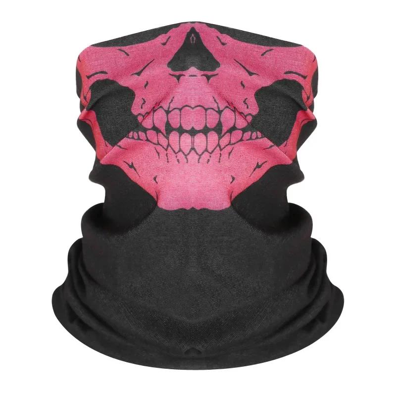 Mască de față pentru ciclism Eșarfă pentru ciclism Respirabilă Imprimeu craniu Gaiter pentru gât Femei Batic Articole pentru cap Bandană Snood Mască pentru drumeții Balaclavă One Size roz