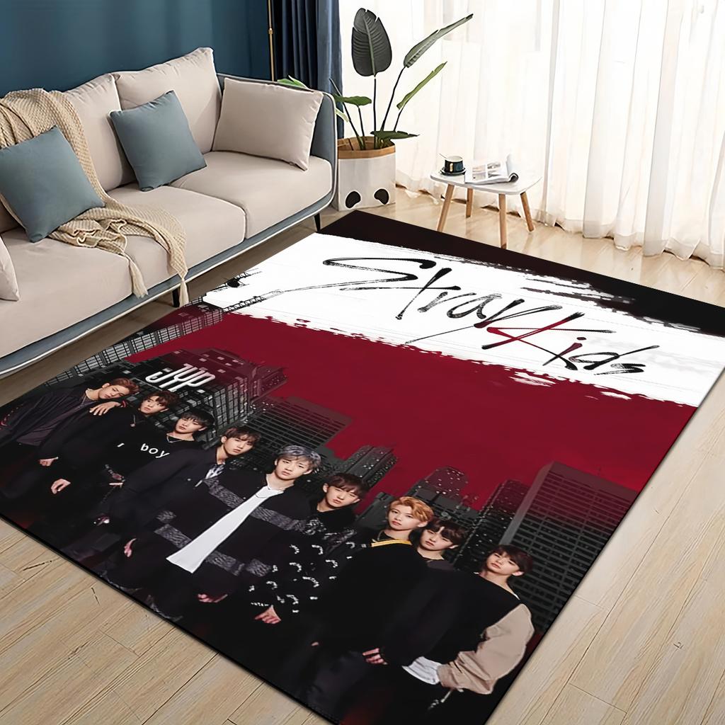 SKZ Kpop Stray Kids Star Cartoon 3D Carpet Rug for Living Room Bedroom Home Sofa Decoration,Kids Play Non-slip Floor Mat