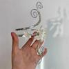 Adjustable Floral Open Cuff Armlet Gold Color Metal Open Arm Ring Flower Cuff Bracelet  For Women