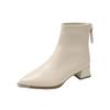 2025 Autumn and Winter Fashion Versatile Foreign Style Pointed Head Thin Medium Heel Thick Heel Temperament Comfortable Simple Small Short Boots Women