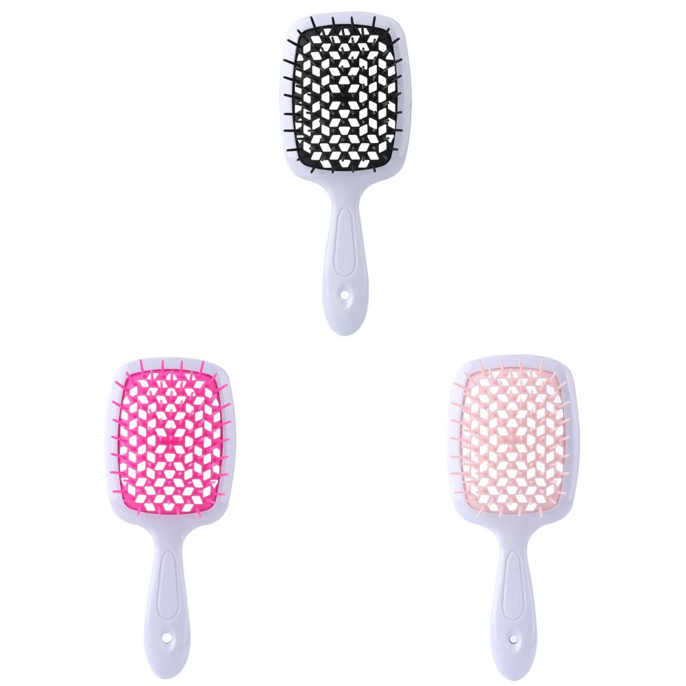 Puszysty grzebień do modelowania, siatkowy grzebień fryzjerski, wygładzający włosy, grzebień w kształcie plastra miodu, plastikowy grzebień do masażu, suchy i mokry, pusty grzebień