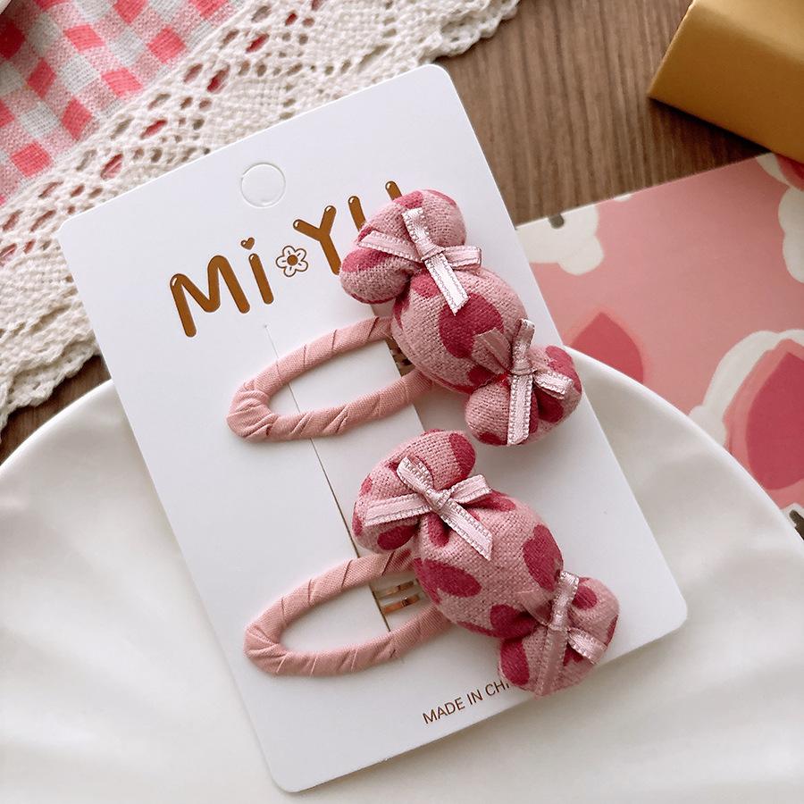 Sweet Fabric Bow Children's Bangs BB Hair Clip Pink Candy Girls Side Hair Clip