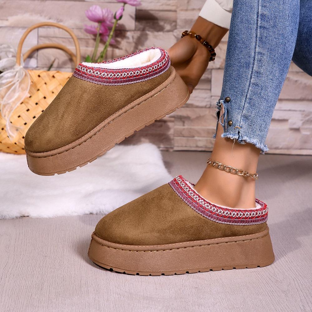 Fashion Platform Fluffy Slippers Women House Flats Fashion Plush Winter Designer Shoes Ladies Home Elegant Casual Footwear Large Size