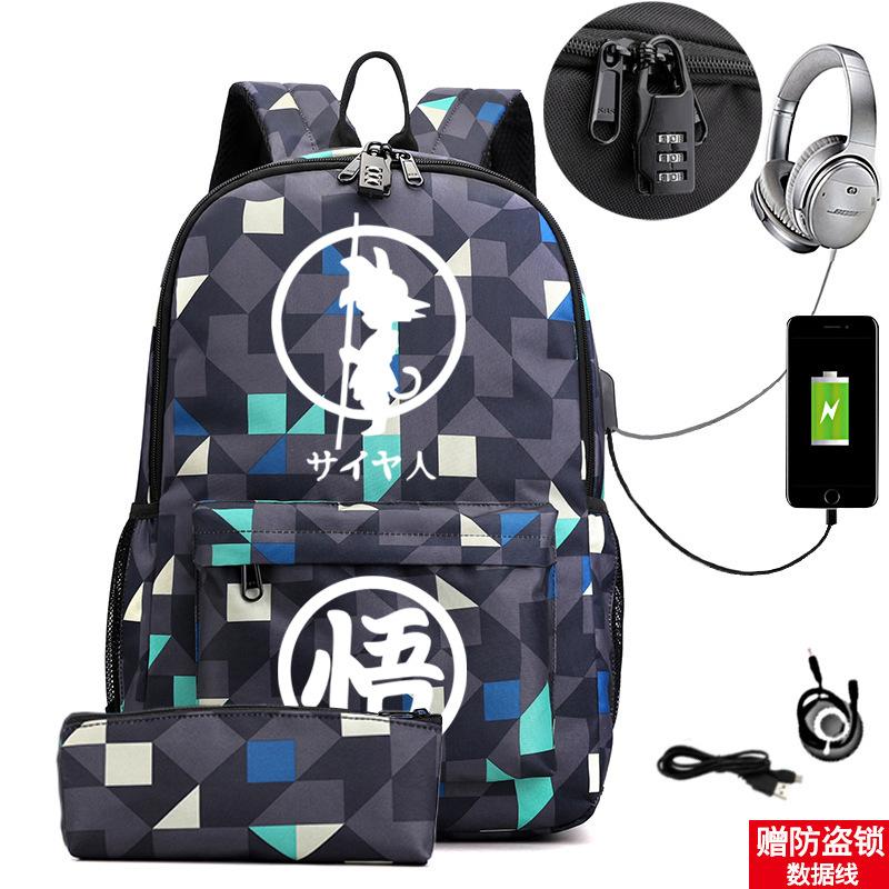 Animation Peripheral Cool Trend Schoolbag Multi-Function Usb Large Capacity Backpack Student Pencil Case Set
