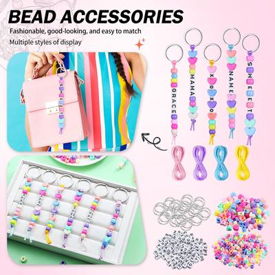 (Material Package Only) Bohemian-Style Letter Bucket Beads Heart-Shaped Beads Keychains, Women'S Luggage Pendants And Accessories