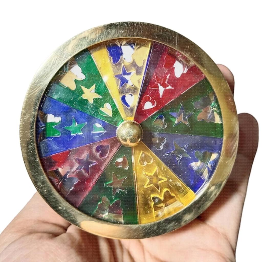 Custom Brass Flower Wheel Kaleidoscope with Stand, Personalized Gift for Dads Men Women Kids Wedding Anniversary Birthdays, Christmas Decor