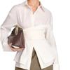 2025 European & Korean Elegant Pleated Waist-Cinched Long Sleeve Shirt