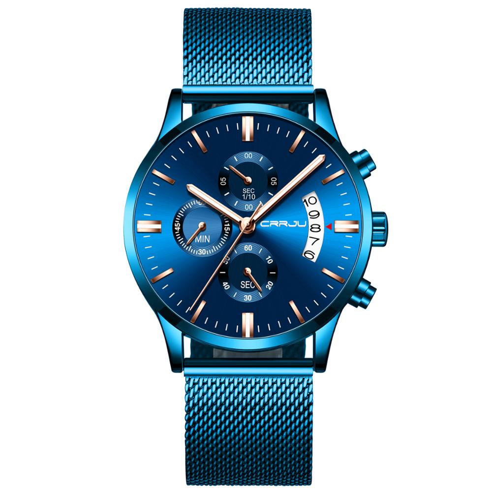 CRRJU 2273 Hight Quality Custom Brand Mens Clock Costume Mesh Band Water Resistant Chronograph Low Moq Sports Watch Design