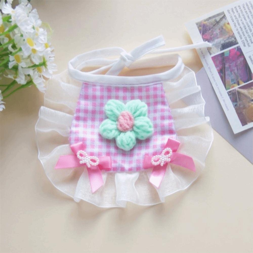 Cute Lattice Pet Scarf Lace Up Adjustable Animal Bib Cats Clothing Pet