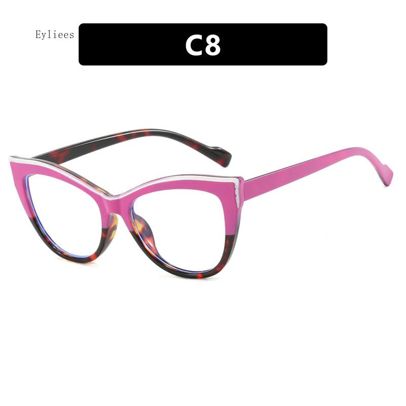 Women's Eyeglasses Trend Cateyes Sexy Flat Mirror TR90 Anti-blue Light Eyeglasses Frame Transparent Optical Computer Eyewear