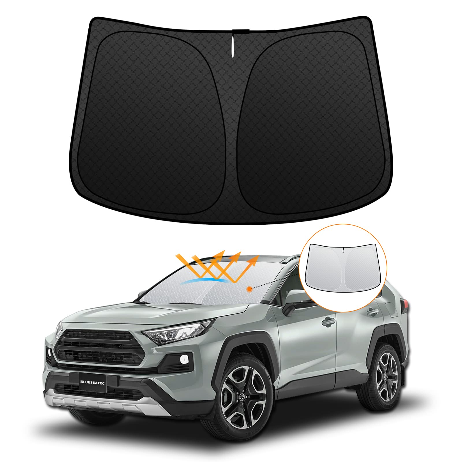 

Toyota RAV4 50 Серия Переднее лобовое стекло Светозащита и защита от жары RAV4 Солнце УФ Легкая установка и салон с сумкой для хранения [Улучшенная версия] чёрный