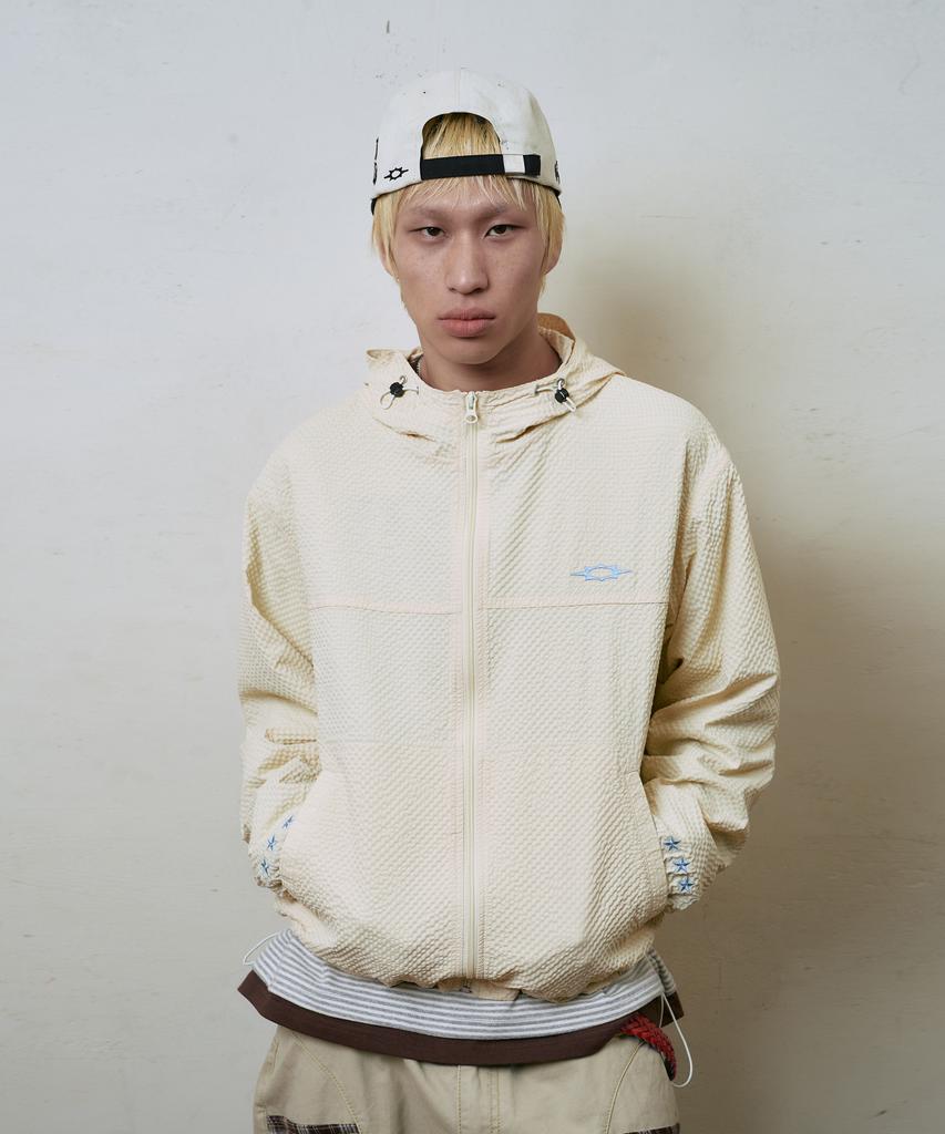 Losers Club Check Seersucker Windbreaker Jacket Yellow