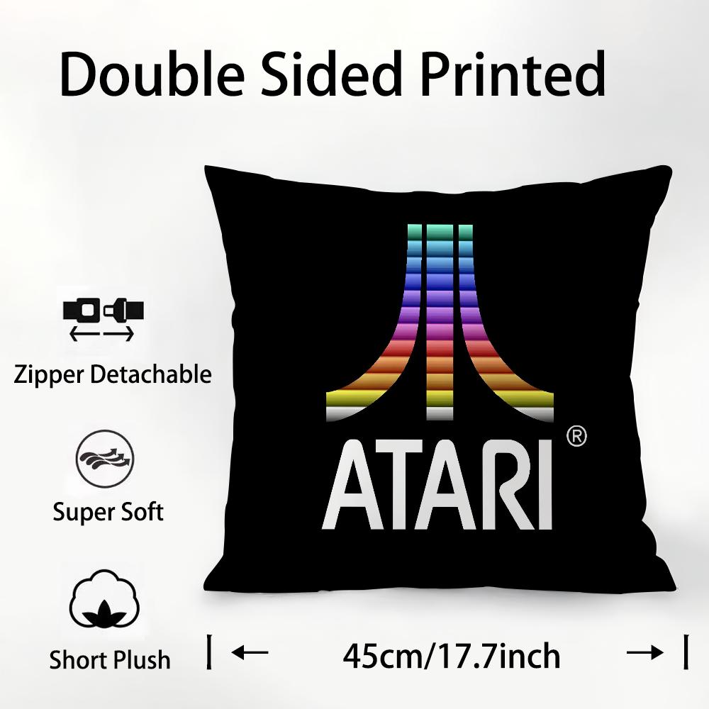 A-AtariS Game Logo Pillow Case Plush Fabric Soft Double Sided Print Sofa Cushion Cover Throw Pillow Covers