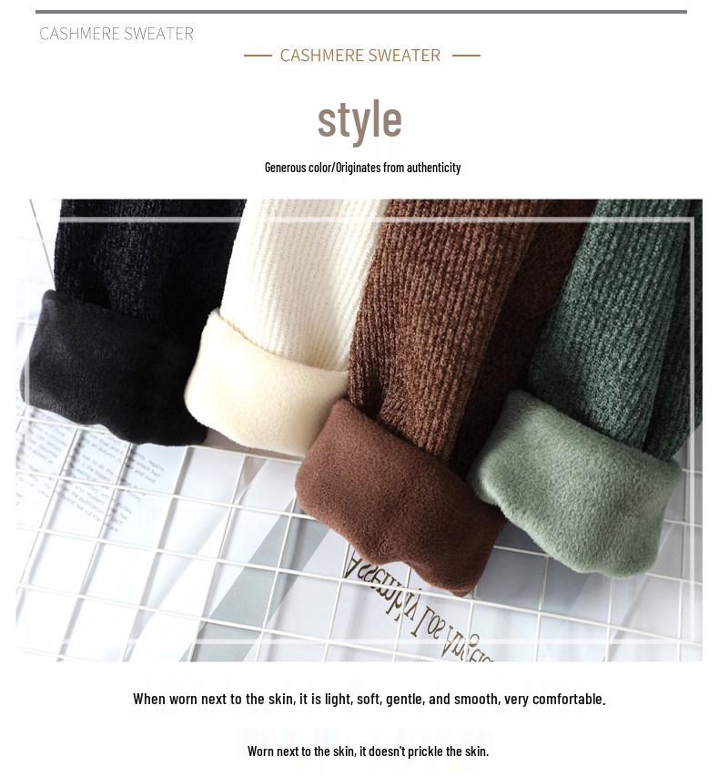 Men's Autumn-Winter Velvet Sweater: Thick Knit Base Layer for Teens