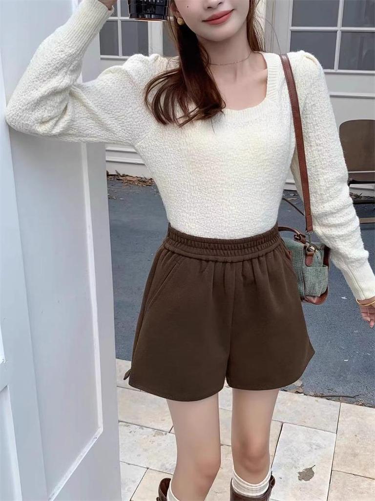 Women's Woolen High-Waisted A-Line Shorts - Autumn/Winter 2024 Collection