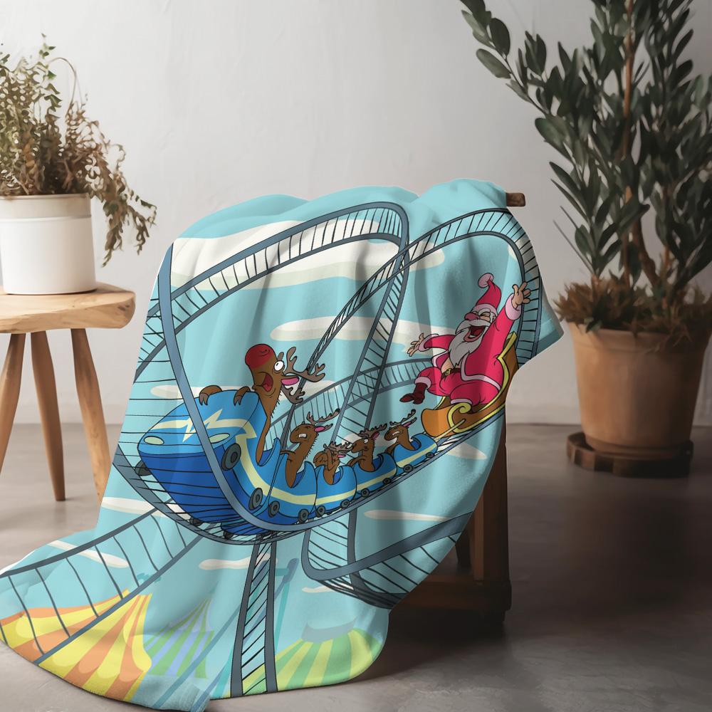 Textilien Unisex Coral Tu Amusement Park Throw Blanket Cozy Roller Coaster Festival Decor Home Bedding Gift Novelty Kids Room Dorm Decor