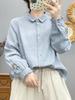 Women's Forest Style Embroidered Cotton Gauze Shirt: Long Sleeve, Soft, Breathable, Loose Fit, Slimming, Pure Cotton Top