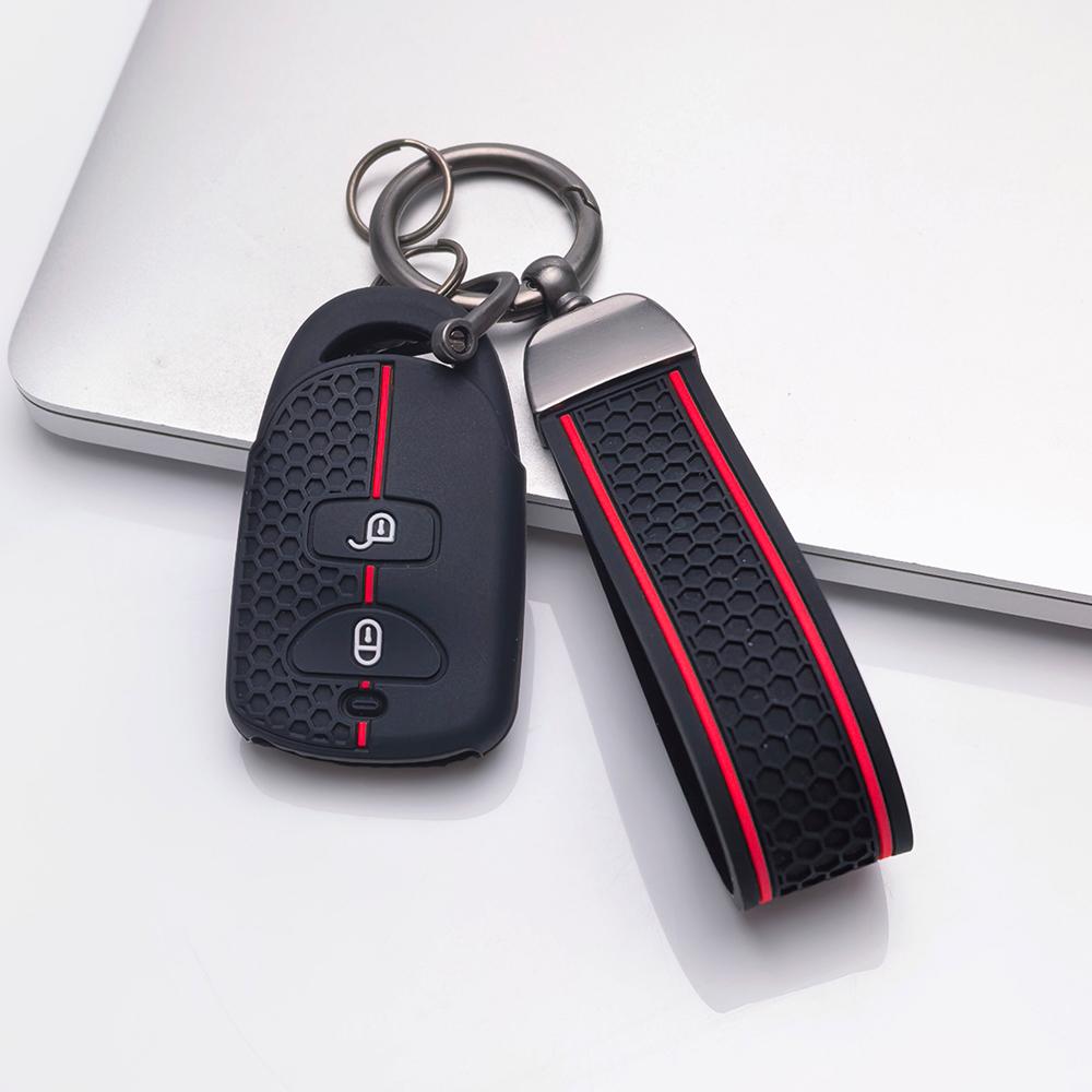 Key Fob Cover for Hyundai Elantra Tucson Models Santa Fe Ix35 with Keychain Anti-Scratch Surface Shockproof Structure Soft Grip Texture