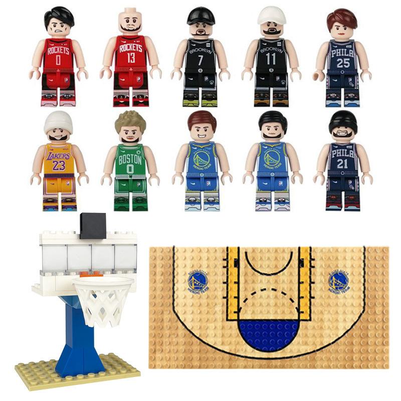 Set da Pallacanestro Blocchi da Costruzione Canestro da Pallacanestro Base per Campo da Pallacanestro Giocattolo a Particelle Piccole Sacchetto