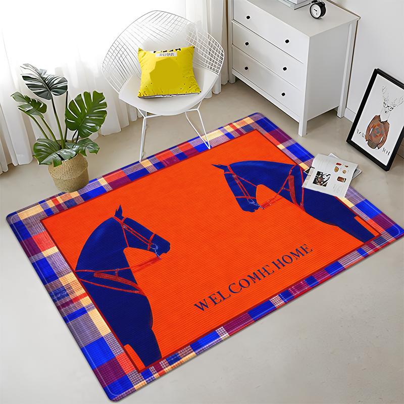 Bohemian Pony Print Rug Animal Pattern Non-Slip Carpet for Living Room Kids Bedroom Modern Home decorations Mat Baby Play Mat