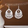 Ethnic Miao Silver Tassel Earrings - Retro Long Dangle Scenic Studs for Women