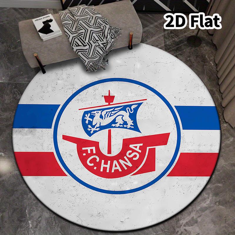 Fc Hansa Rostock Round Area Rug Carpet Rug For Living Room Bedroom Sofa Playroom Decor Nonslip Floor Mat