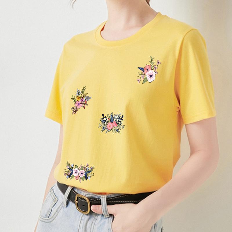 Flower Set Iron On Patches For Girl T-Shirt Dresses Diy Parches Ropa Heat Press Appliqued Clothes Stickers Thermal Transfer