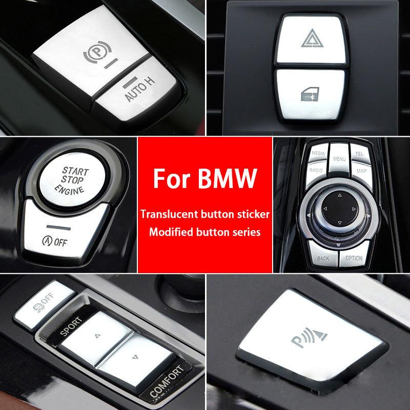 Für BMW 5er G30 F10 G60 Ein-Klick Start-Stopp-Knopf Aufkleber, Handbremsabdeckung, Multimedia Auto-Knopf Aufkleber