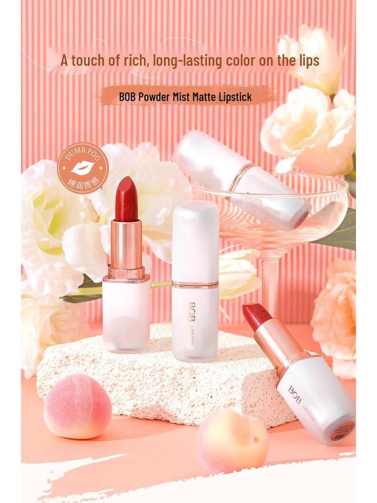 BOB Long-lasting Matte Velvet Lipstick: Moisturizing, High Pigment, Brightens Yellow Skin.