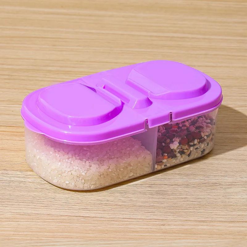 2-Gitter Getreideversiegelungsglas Küche Obst- und Gemüsekonservierungs-Aufbewahrungsbox Lebensmittel Gewürze Versiegelte Plastikbox Reise-Lunchboxen