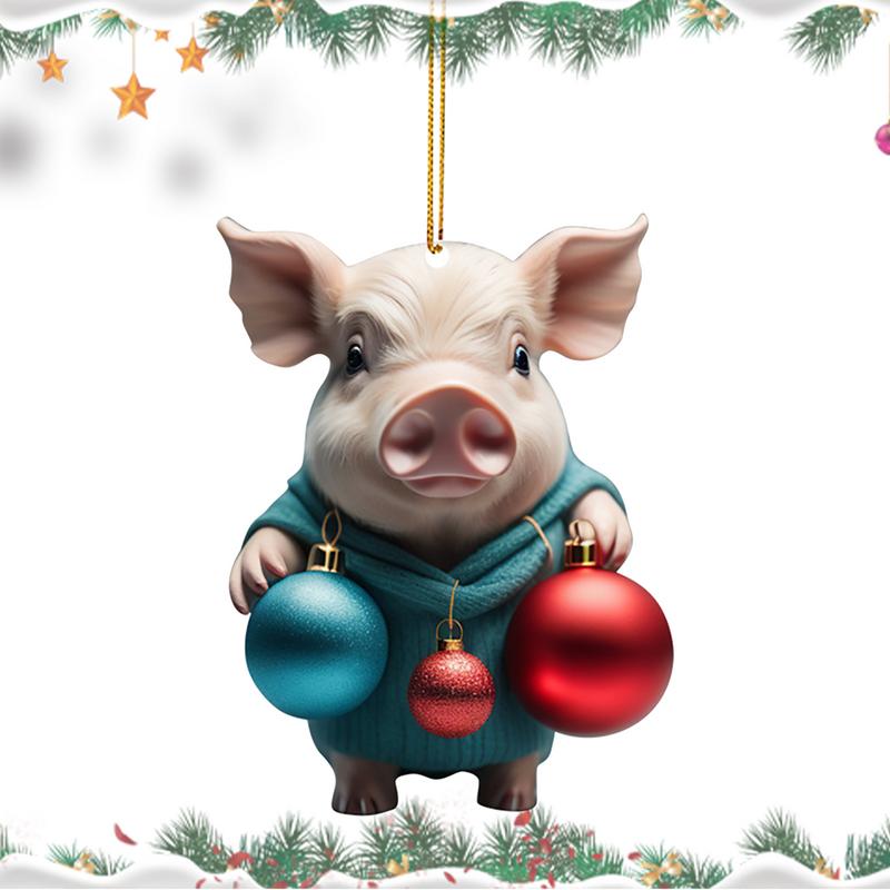 Animal Ornaments For Car 2D Acrylic Colored Balls Pattern Car Rearview Looking-Glass Animal Pendant Lovely Acrylic Colored Balls