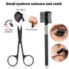 12Pcs Black Eyebrow Trimming Scissors Stainless Steel Tweezers Eyebrow Scraping Eyebrow Comb Razor Eyebrow Clip Makeup Tools Sets