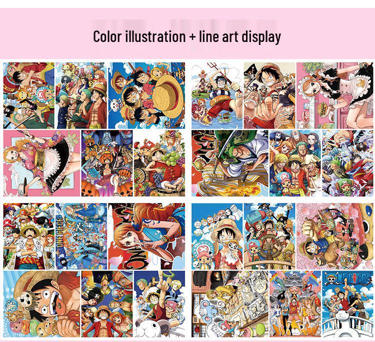 Hand-Drawn Anime Coloring Book: Line Art from One Piece, Naruto, Demon Slayer, Identity V, and Conan