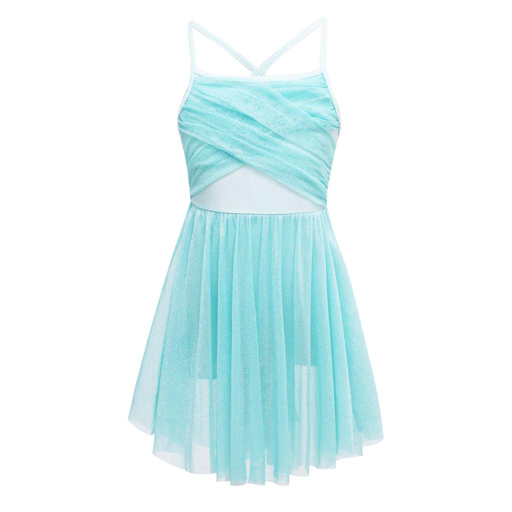 Dziecięce dziewczyny Camisole Fancy Dress Spaghetti Paski Balet Łaciński taniec współczesny Błyszcząca sukienka liryczna
