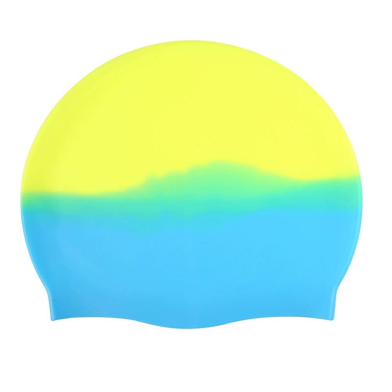 

Silicone Swim Cap For Adults Gradient Design Waterproof Ear Covering Unisex