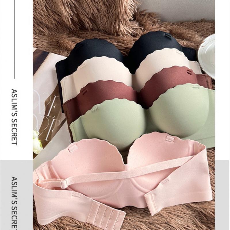 Non-Slip Strapless Push-Up Seamless Lingerie Set for Small Busts