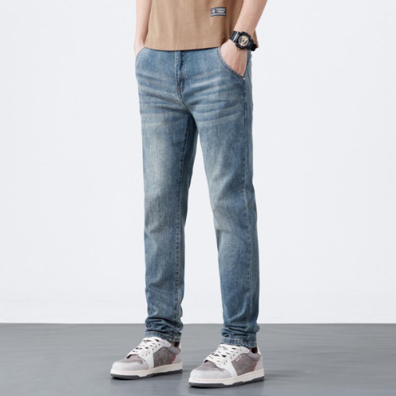 JYL Men's jeans, new product of the year, pirate-style knitted small straight pants, wide hips and long legs.
