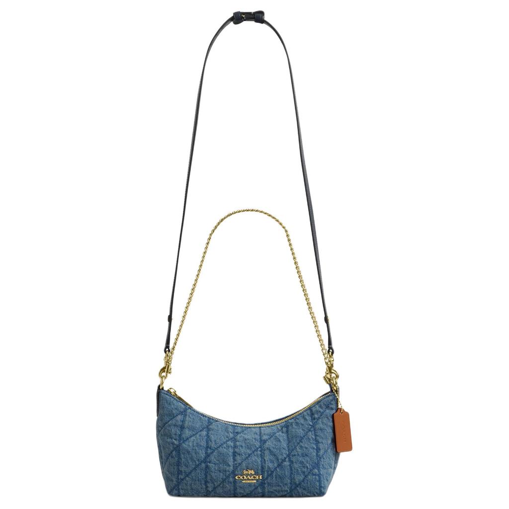Coach Caitlin 24 Pikowany Detal Złote Elementy Materiał i Skóra Torba Tote Crossbody na Ramię Średnia Damskie torby Indygo CDZ89-IMTYV