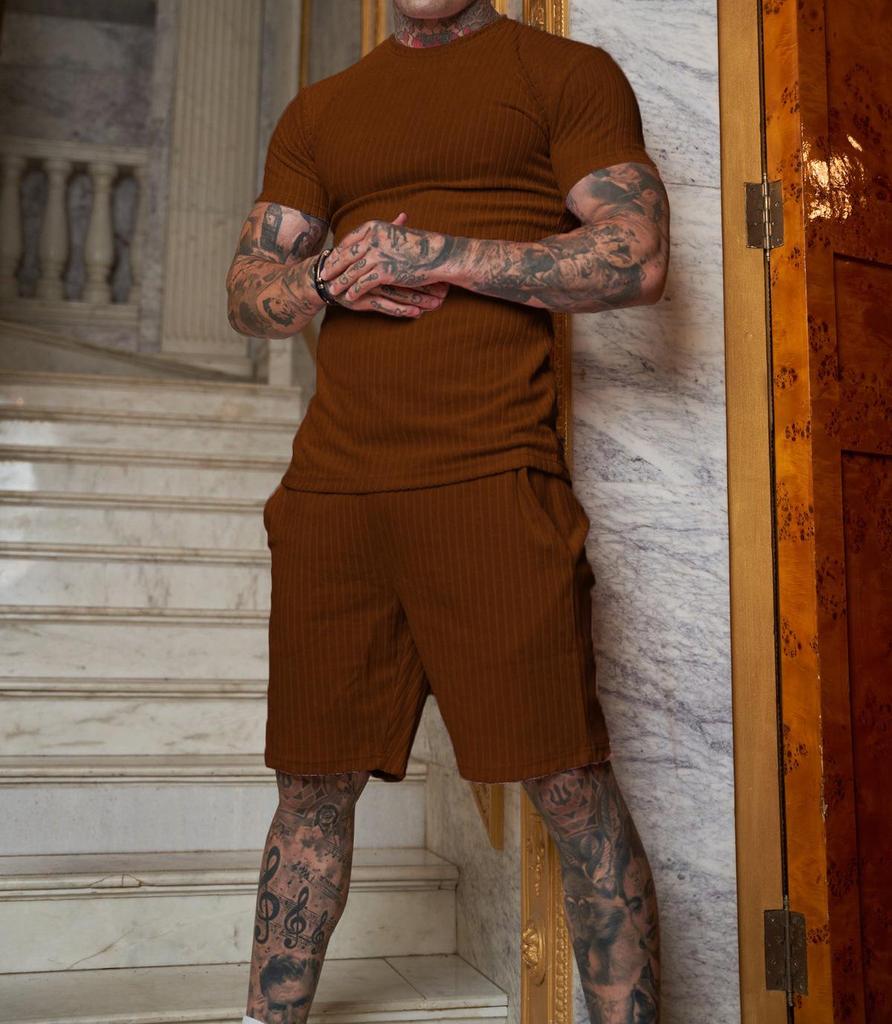 Men's Summer Sports Stand-Up Collar Striped T-Shirt