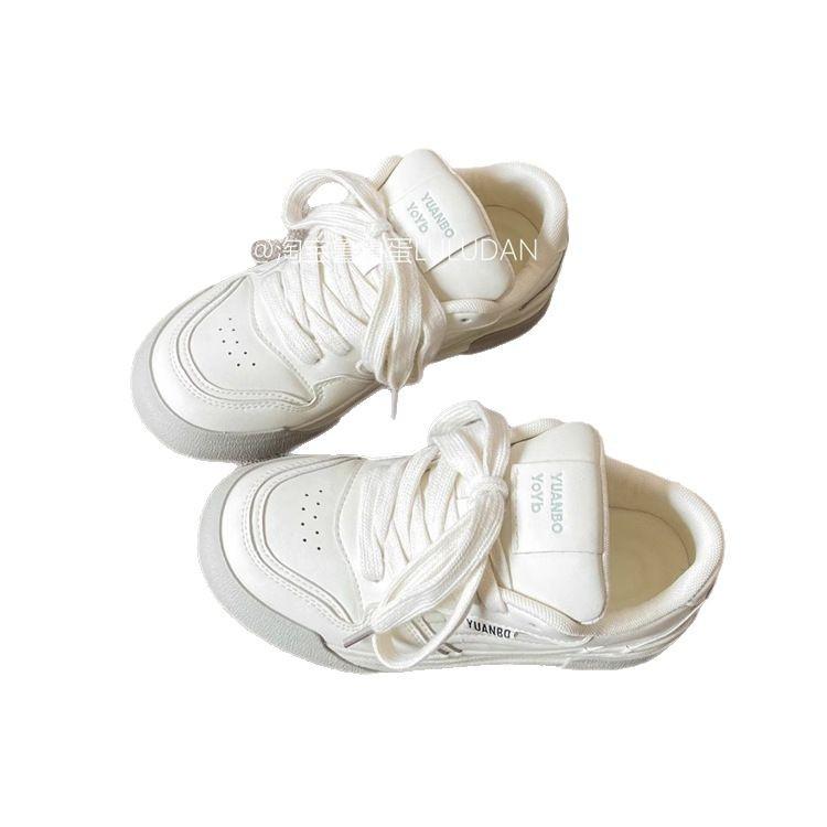 Korean chic versatile fashion white shoes thick baseplate shoes women's 2025 new spring casual shoes bread shoes